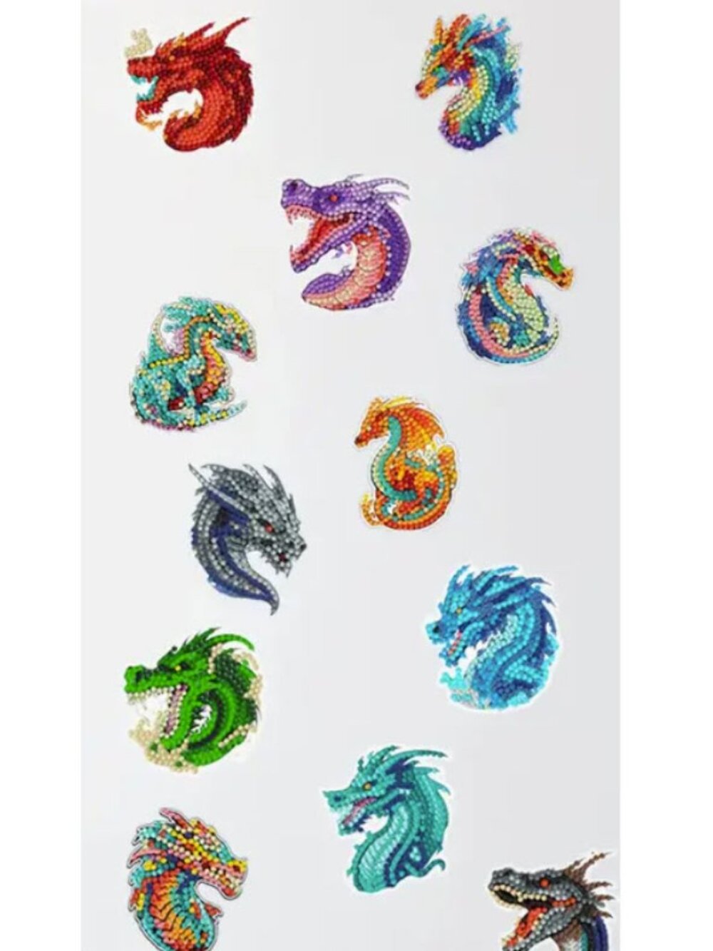 DIY Dragon Diamond Art Keychain Kit – 12 Fantasy Dragon Keychains with Gems & Ac